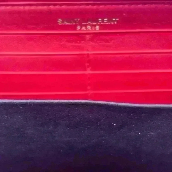 Red YSL long zippy wallet. Calfskin Leather. In GUC. Minor wear. Comes with COA - Picture 10 of 14